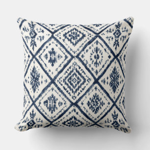 Indigo and White Decorative Throw Pillow