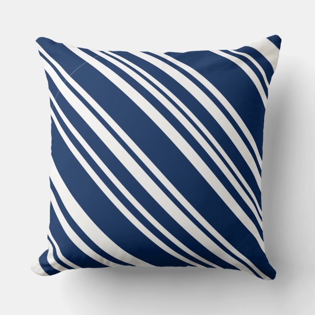 Indigo and White Modern Stripe Pillow (Front)