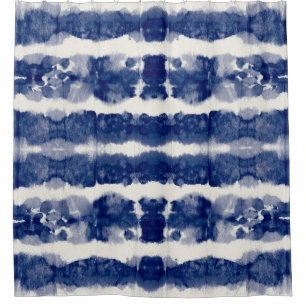 Indigo Art: Abstract Watercolor Chaos. Shower Curtain