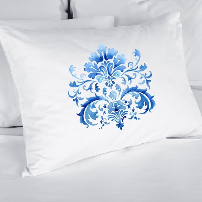 Indigo Azulejo Blue Portuguese Lisbon Botanical Pillowcase (Indigo Azulejo Blue Portuguese Lisbon Botanical Pillow Case)