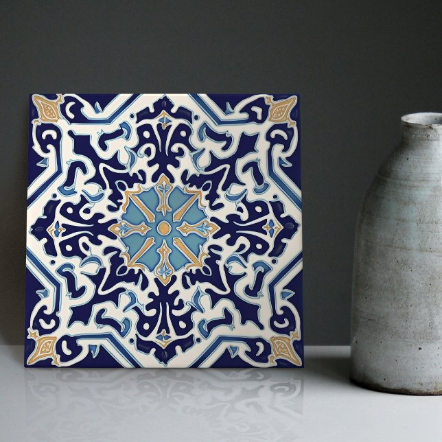 Indigo Azulejo Blue Portuguese Lisbon Decorative C Tile (Creator Uploaded)