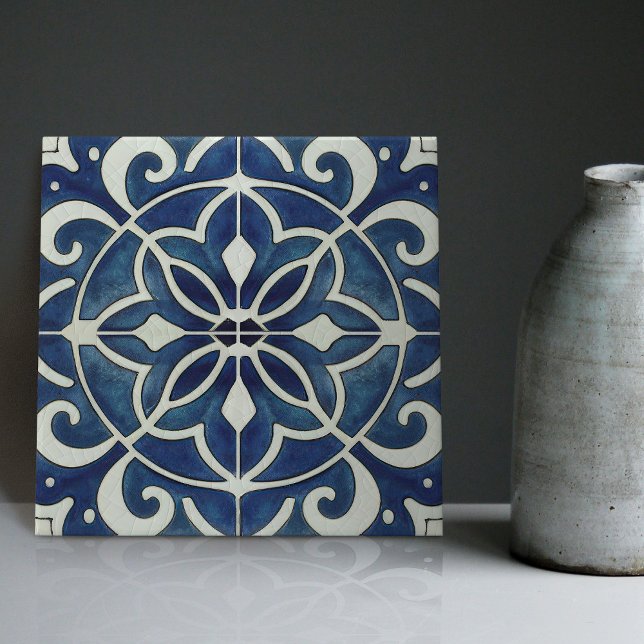 Indigo Azulejo Blue Portuguese Lisbon Decorative C Tile (Creator Uploaded)