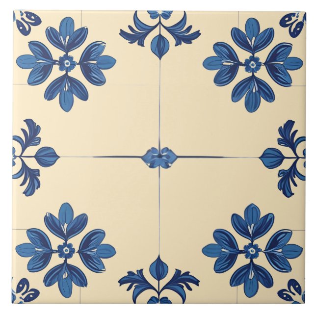 Indigo Azulejo Blue Portuguese Lisbon Decorative Tile (Front)