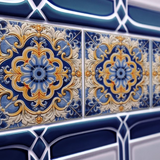 Indigo Azulejo Blue Portuguese Lisbon Decorative Tile (Creator Uploaded)