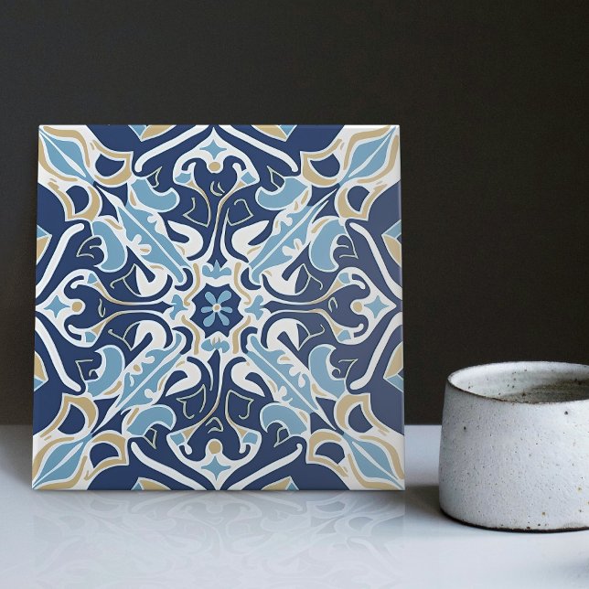 Indigo Azulejo Blue Portuguese Lisbon Decorative Tile (Creator Uploaded)