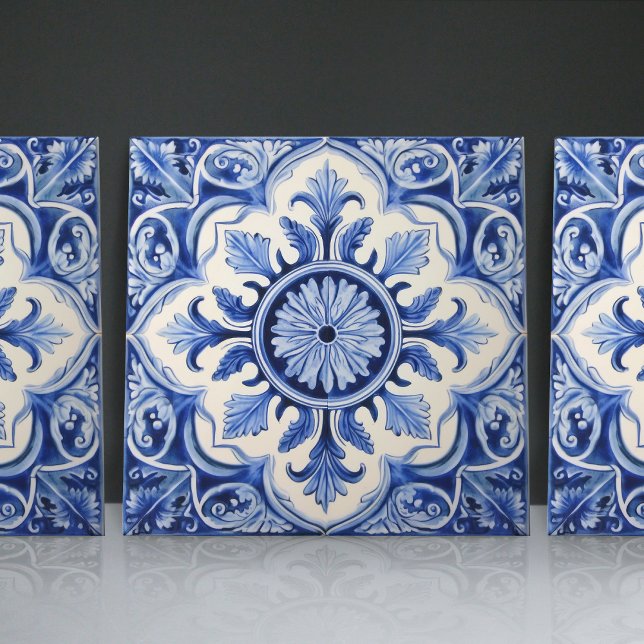 Indigo Azulejo Blue Portuguese Lisbon Decorative Tile (Creator Uploaded)