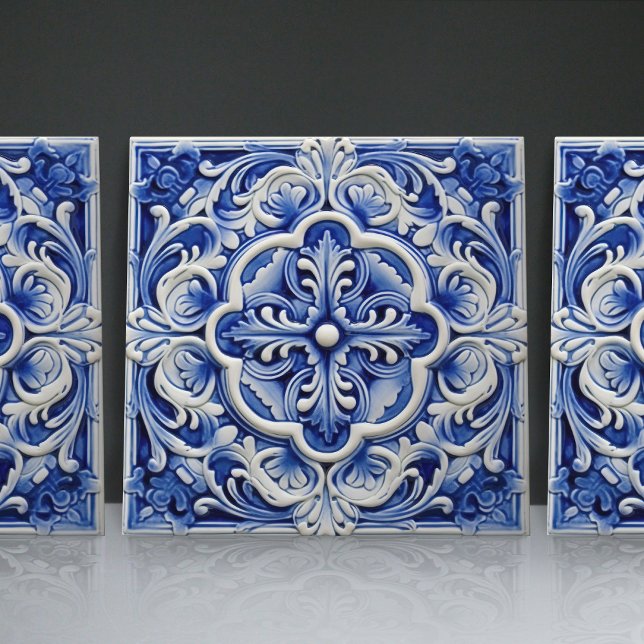 Indigo Azulejo Blue Portuguese Lisbon Decorative Tile (Creator Uploaded)