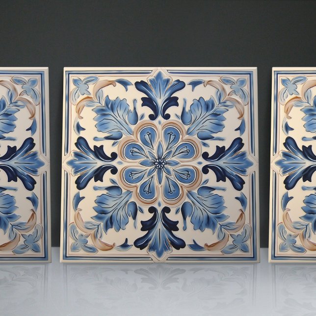 Indigo Azulejo Blue Portuguese Lisbon Decorative Tile (Creator Uploaded)