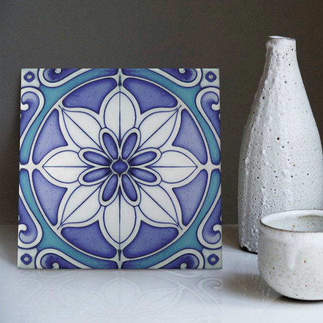 Indigo Azulejo Blue Portuguese Lisbon Decorative Tile (Creator Uploaded)