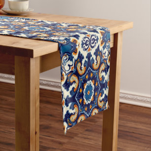 Indigo Azulejo Blue Portuguese Lisbon Talavera Short Table Runner