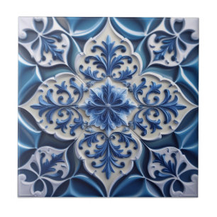 Indigo Azulejo Blue Portuguese Lisbon Talavera  Tile