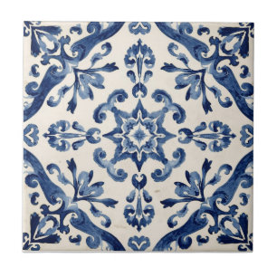 Indigo Azulejo Blue Portuguese Lisbon Talavera  Tile