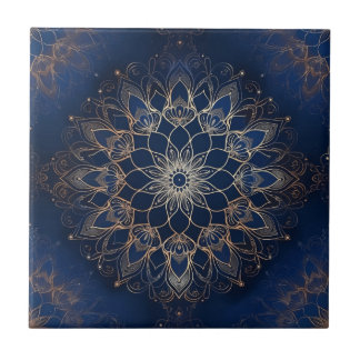 Indigo Azulejo Blue Portuguese Mandala Decorative Tile