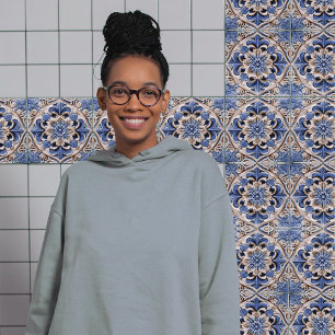 Indigo Azulejo Blue Yellow Portuguese Lisbon Tile