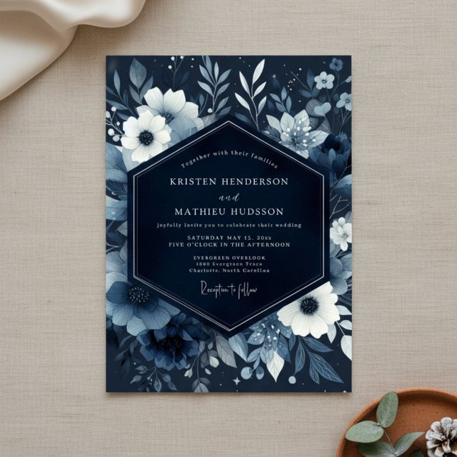 Indigo Bloom Woodland Wedding Invitation (Creator Uploaded)