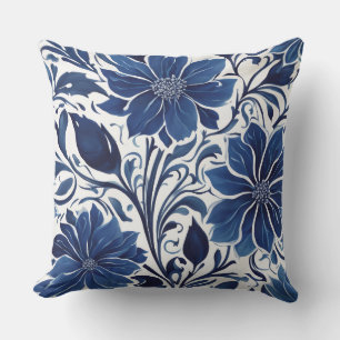 indigo blossom garden pillow