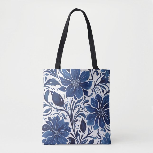 indigo blossom garden tote bag (Front)