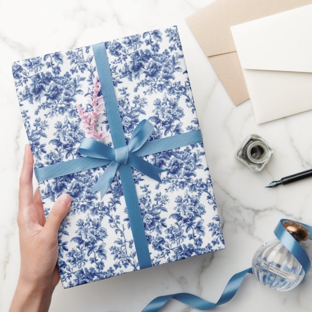 Indigo Blossom Toile Wrapping Paper (Gifting)