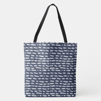 Indigo Blue and Grey Dash - Tote Bag