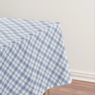 Indigo Blue and White Preppy Check Tablecloth
