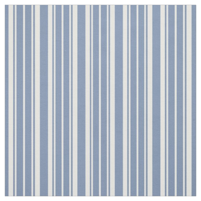 Indigo Blue and White Ticking Striped Fabric (Swatch)