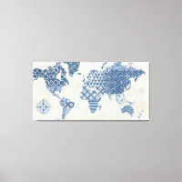 Indigo Blue Batik Map of the World