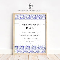 Indigo Blue Boho Mimosa Bar Sign