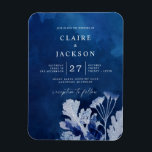 Indigo Blue Botanical Wedding Magnet<br><div class="desc">Indigo Blue Botanical Wedding dark and light florals</div>