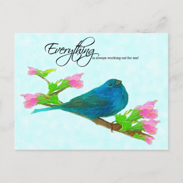 Indigo Blue Bunting - Everything is working out Postcard (Front)