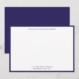 Indigo Blue Classic Border Flat Note Card