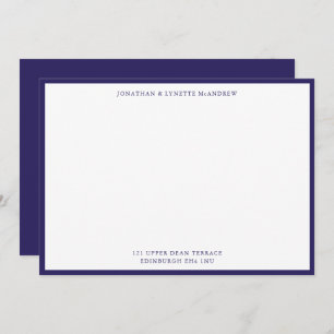 Indigo Blue Classic Border Flat Note Card