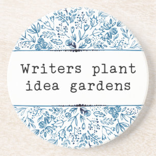 Indigo Blue Floral   Writers Plant Idea Gardens Coaster