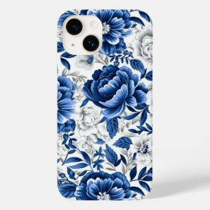 Indigo Blue Flowers Case-Mate iPhone 14 Case