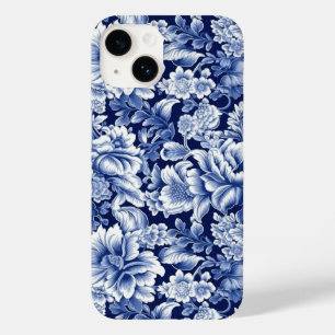 Indigo Blue Flowers Case-Mate iPhone 14 Case