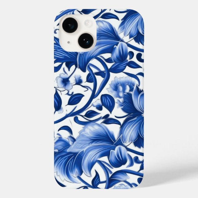 Indigo Blue Flowers Case-Mate iPhone Case (Back)