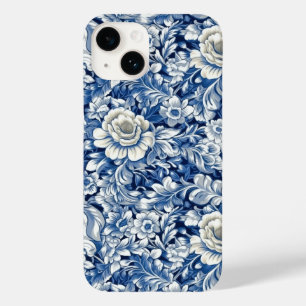 Indigo Blue Flowers Case-Mate iPhone 14 Case