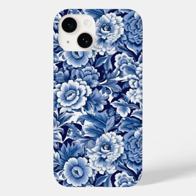 Indigo Blue Flowers Case-Mate iPhone Case (Back)