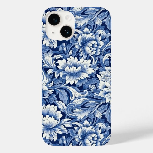 Indigo Blue Flowers Case-Mate iPhone Case (Back)