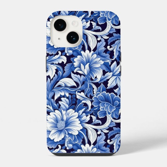 Indigo Blue Flowers iPhone Case (Back)