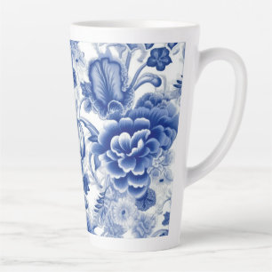 Indigo Blue Flowers Latte Mug