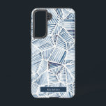 Indigo Blue Geometric Pattern Watercolor Samsung Galaxy Case<br><div class="desc">This chic phone case features your name on a white background with geometric patterns in watercolor in indigo blue. Personalise it for your needs. You can find matching products at my store.</div>