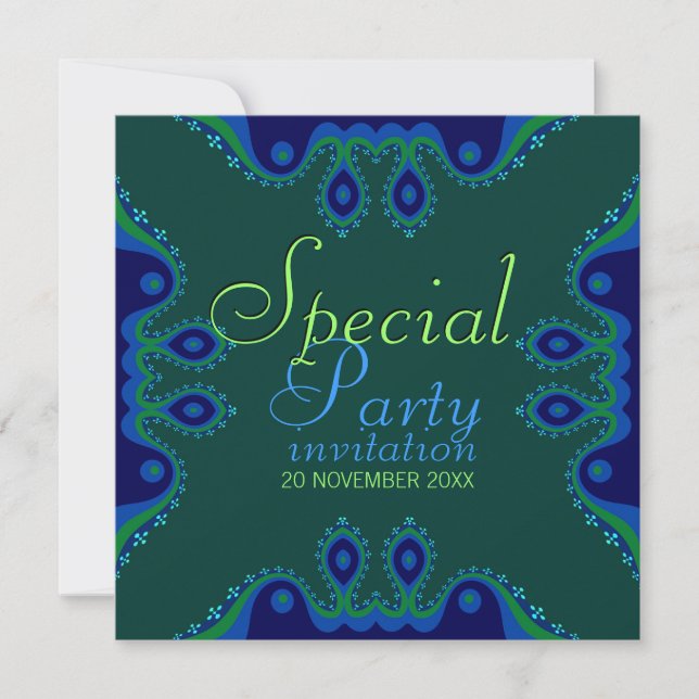 Indigo Blue Goddess Special Party Invitations (Front)