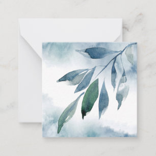 Indigo Blue Green Abstract Leaves Card