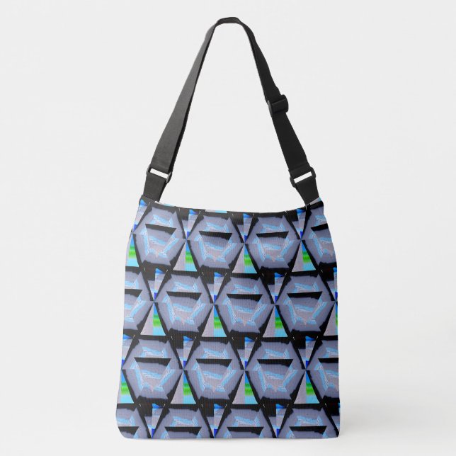 Indigo Blue Hexagon  Crossbody Bag (Front)