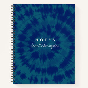 Indigo Blue Hippie Tie Dye Abstract Design  Notebook