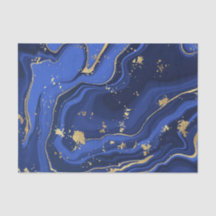 Indigo Blue Liquid Marbled Watercolor