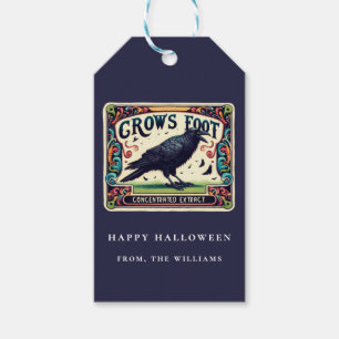 Indigo Blue Potion Halloween Black Crow Gift Tag