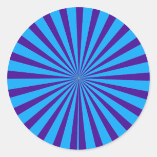 Indigo Blue Purple Starburst Sun Rays Tunnel View Classic Round Sticker