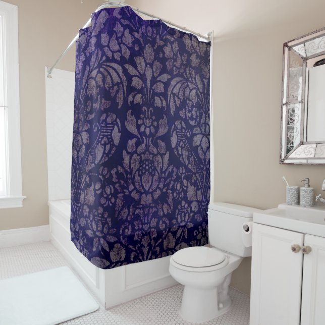 Indigo Blue Shower Curtain (In Situ)