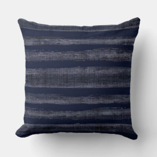 Indigo Blue Stripes Nautical Cushion